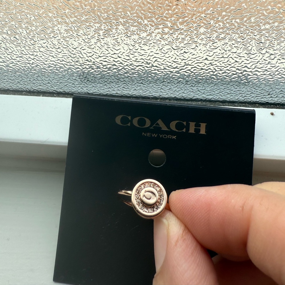 Coach Ring Size 8 Rose Gold C Logo Signature Jewelry